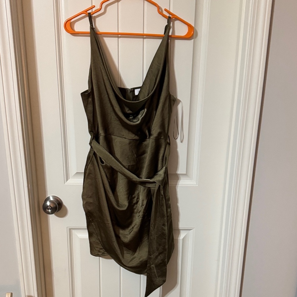 MARBLE Asymmetrical Olive Dress